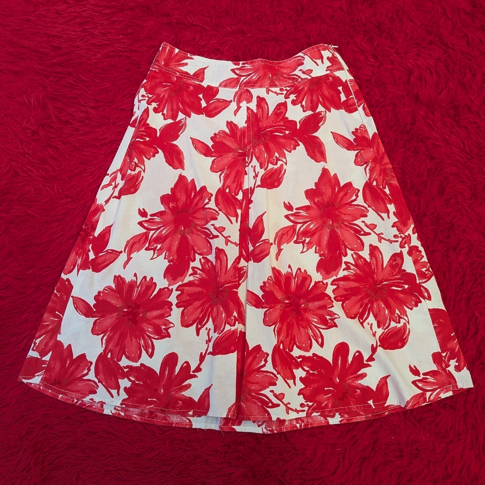 Trixxi Red Floral A-Line Skirt